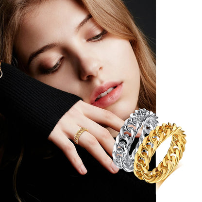 Women's Stainless Steel Chain Link Ring