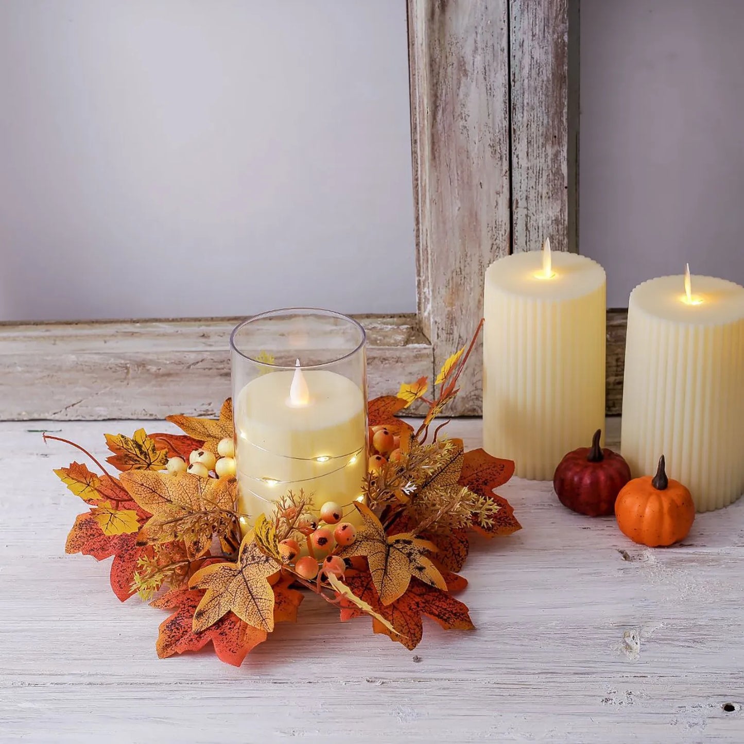 Maple Leaves Wreath Ring Fall Candle Ring