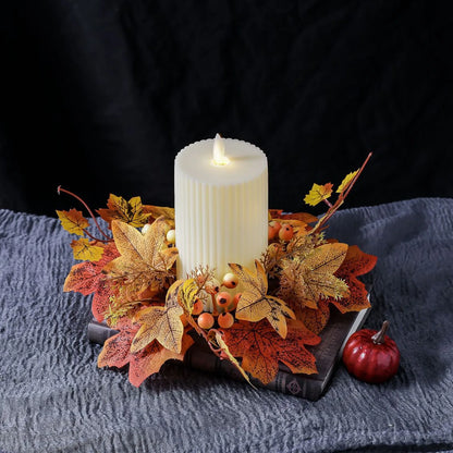 Maple Leaves Wreath Ring Fall Candle Ring